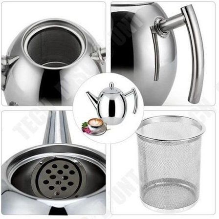 Vattenkokare - TECH DISCOUNT - Rostfritt stål - Stor kapacitet 1L - Idealisk för hem och café