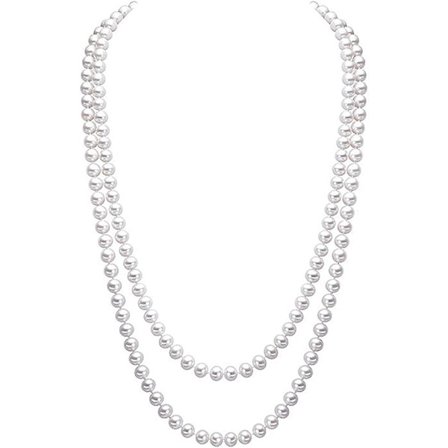 Elegant Dame Hvid Kunstig Perle Lang Trøje Kæde Halskæde Lmell Gave