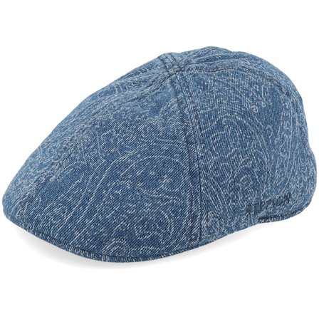 Stetson - Blauw flatcap Cap - Texas Paisley Festival Denim Blue Paisley Flat Cap @ Hatstore