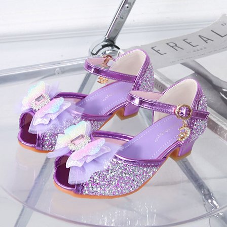 Tyttöjen korkokengät kesäiset prinsessakengät, muodikkaat perhoskengät taaperoille - Violetti - Koko 37