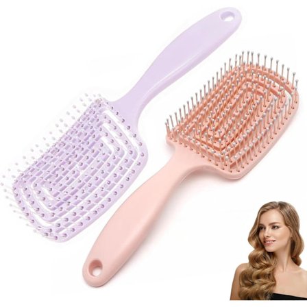 2-pakning Uflokende Hårbørste, Lett Ventilert Hårstyling Kam for Ufloking, Salongkvalitet for Langt, Tykt, Krøllete, Rett, Tørt og Vått Hår