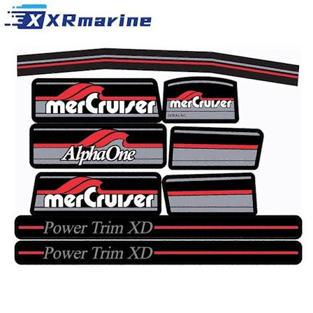 W/Red Rams Klistremerkesett Dekal 3906 for Mercruiser Den mest komplette Red Alpha One Gen One 37-13682A90 13682A90