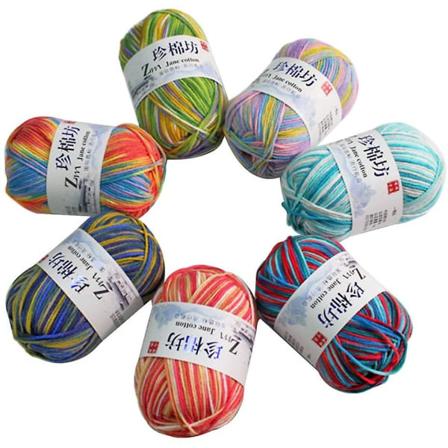 7 stk Farverige Garnnøgler Blødt Mælkebomuld Garn Hækling Strikning Håndværk DIY Trøje Tæppe Halstørklæde