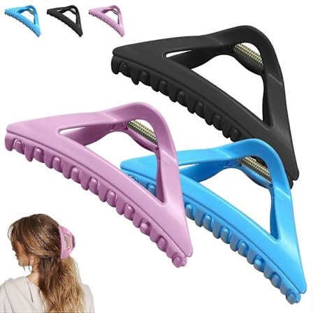 The Cozy Clip - Bekväm hårklämma för kvinnor, franska akrylklämmor för tjockt långt hår, starkt grepp som inte glider (3 färger)