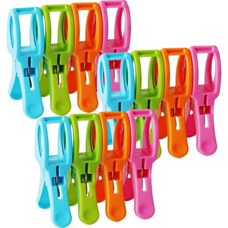 Strandhåndklædeklemmer Cruiser Stolholder Dobbelt Tykkelse Fashionable Farver Plastik Quilthængende Klemmer Ekstra Stor Størrelse 12 Pakke Til Pool 