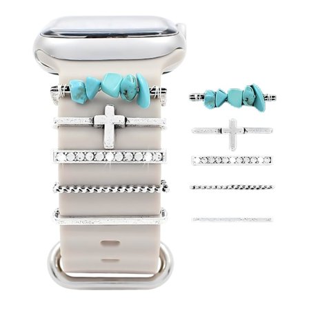 Klockarmbandsberlocker, Chic Eleganta Sten Diamant Armbandsaccessoarer (Inget Armband)-Blå Sten-Silver