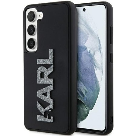 Karl Lagerfeld 3D gummideksel med glitterlogo for Samsung Galaxy S23+ - svart