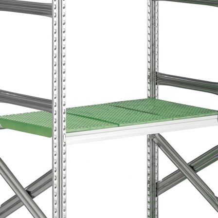 Komplett hylle TRANSFORM, inkl. bærebjelker, L900 B500 mm, grønn