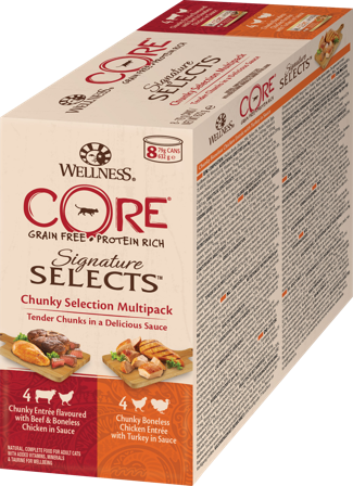 CORE Petfood - Signature Selects Chunky Selection Multipack 8x79g - Katt - Kattefôr & kattemat - Våtfôr og våtmat - ZOO.no