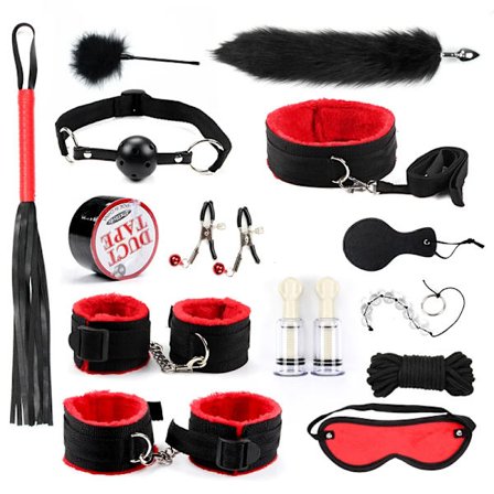 14 st Bondage Kit Mjuka Exotiska Set Sex Vuxenlekar Bondage Utrustning Set SM Handbojor Halsband Slav Träning BDSM Set För Par
