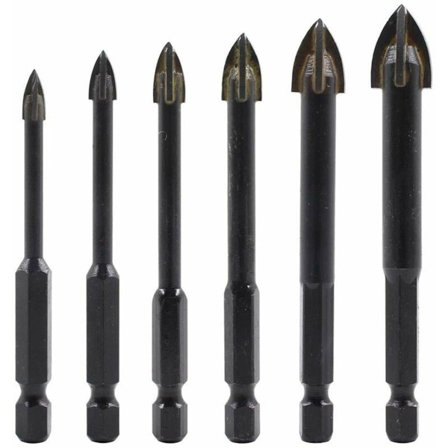 Karbidplattor Borrar och Bits Kit - (Kakel, Tegel, Cement, Betong, Glas, Plast