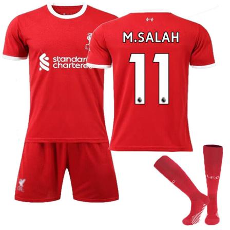 23/24 Barn Hemma Borta Full Kit Pojke Män Kostym Strip Strumpor Kort skjorta liverpool 23/24 home kit #11 adult xl