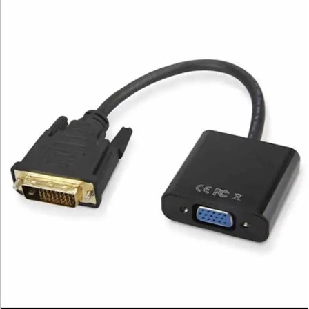 Musta DVI-VGA-uros-naaras-sovitinkaapeli, lyhyt, kompakti muotoilu, muovikuori, PVC-vaippa, digitaali-analogia-videosignaalimuunnin