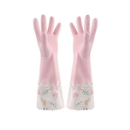 2 par oppvaskhansker i gummi, vanntette kjøkkenhansker, husholdningshansker for bad, lange sklisikre rengjøringshansker