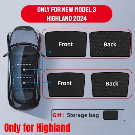 Solskærme til Tesla Model 3 Soltag Highland 2024 Model Y 2021-23 Is Klud Spænde Sol Pare Glas Forreste Bageste Lysetage Tilbehør