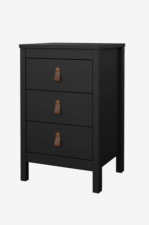 Tvilum - Madrid Nattduksbord 3 lådor - Svart - Sängbord - Från Homeroom