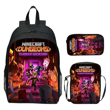 Minecraft Ryggsäck Tecknade Spel 3st Skolryggsäckar För Flickor Pojkar Set Primär Barn Elever Börda Lättnad Mochilas