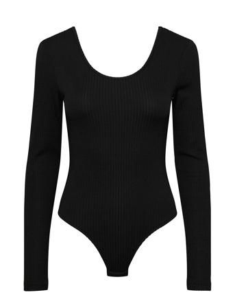 Pcsevi Ls Bodystocking Bodies Slip Svart Pieces*Betinget Tilbud