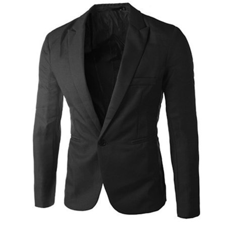 Herre Slim Fit En Knapp Ensfarget Blazer Business Casual Dressjakke svart