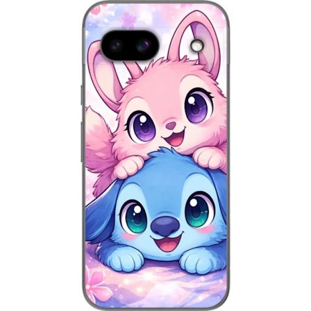 Kompatibel Mobilcover til Google Google Pixel 8a Sød kawaii illustration med pink og blå fantasidyr, store øjne og bløde farver perfekt til børne