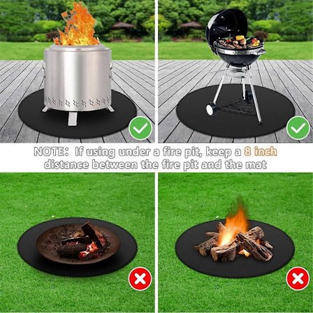 Bålpladsmåtte til bål, dobbeltsidet brandsikker bålpladsmåtte rund bålplads grillmåtte til under grillmåtte 30 tommer