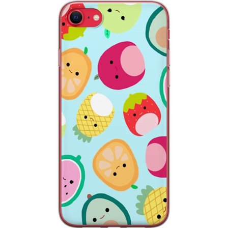 Kompatibel Mobilcover til Apple iPhone 7 Mønster af kawaii frugter som jordbær citron ananas og avocado på lyseblå baggrund