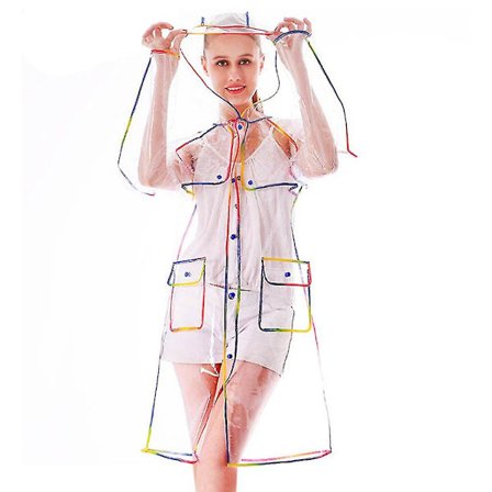 Voksen Gennemsigtig Tyk Hætte Langærmet Vandtæt Regnfrakke Poncho Regntøj