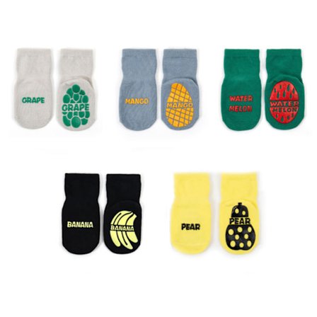 5-pack barn strumpor med antislip-Frukt