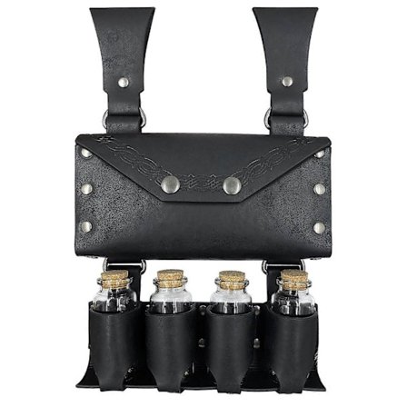 PU Läder Medeltida Midjeväska, Vintage Handarbete Bälte Midjeväska Läderbälte Väska Medeltida Påsar Nordisk Präglad Väska Svart