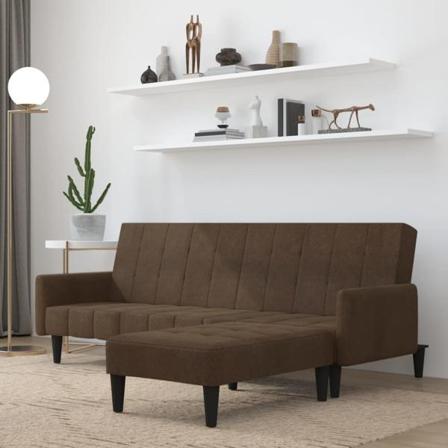 Vidaxl Bäddsoffa Med Pall 2-sits Brun Mikrofibertyg Brun