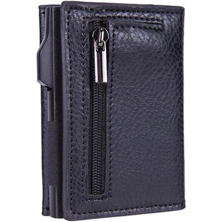 Herre pung med automatisk popup-kortholder, kortholder Lychee mønster sort