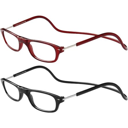 2 stk. presbyopiske lesebriller - Anti-blå + 40 Svart og rød ramme Dame- og herrebriller Magnetisk lukket Anti-tretthet Hengelig hals Anti-fall 