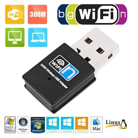 USB 2.0 WiFi-adapter 300M 2,4GHz WiFi-antenn RTL8192 Dual Band