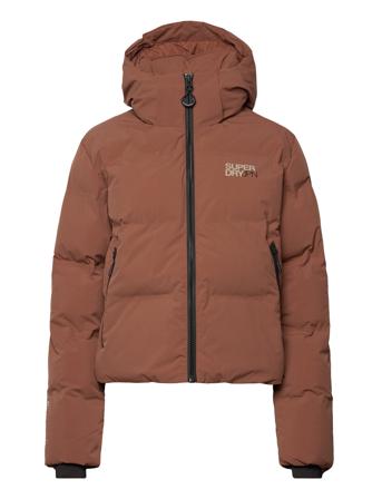 Hooded Boxy Puffer Jacket Fôret Jakke Brun Superdry Sport*Betinget Tilbud
