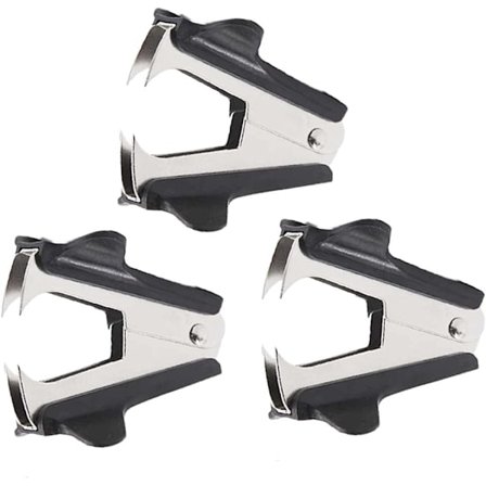 3 stk. sort hæfteklammerfjerner med stålkæber, ekstra bredt fingergreb, hæfteklammerfjerner til hjemmet, skolen og kontoret