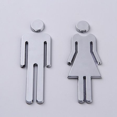 Akryl självhäftande skylt för herr- och damtoalett 7,8 tum (Si