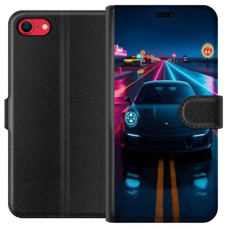 Yhteensopiva Lompakkokotelo Apple Apple iPhone SE (2020) Urheiluauto Neon Auto Kilpa-ajo Derivaatti