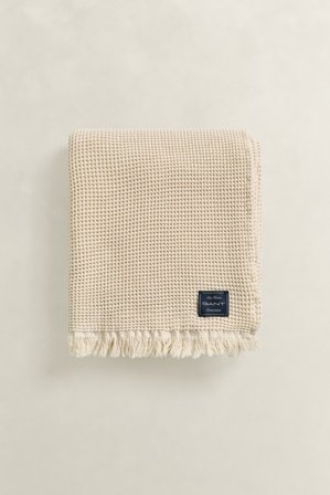 GANT Wohnaccessoires Waffle Textured Decke aus Baumwolle (130x200) Beige