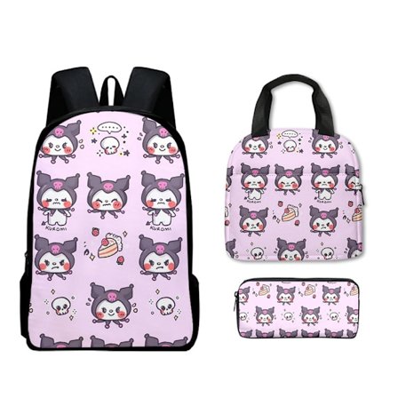 Nyt tegneserie Kuromi skole taske tre-delt sæt til elever i grundskolen og gymnasiet