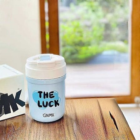 Kaffekrus 44 cl, Isoleret rejsekrus til kaffe, spildsikkert med lækagesikkert låg - Lyseblå