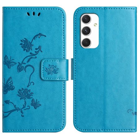 Nahka Kotelo Perhoset Samsung Galaxy A16 Sininen