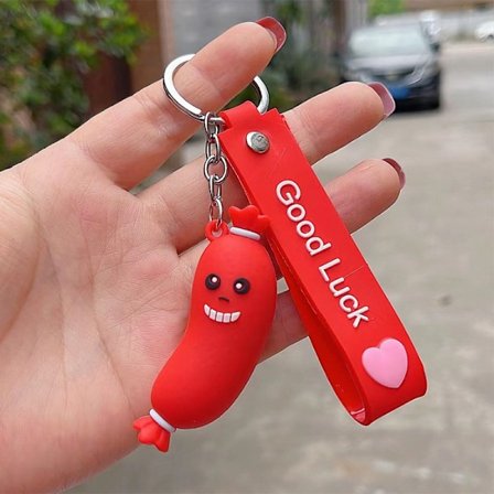 1 stk. Sød Tegneserie Pølse Nøglering Dukke Nøglering Til Kvinder Piger Taske Vedhæng Mad Figur Charms Nøglering Smykke Gave