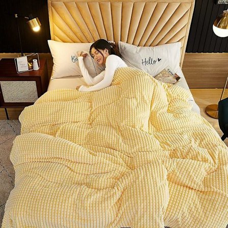 Ekstra stort ternet tæppe, ternet fleece tæppe (gul og hvid, 120x200cm)