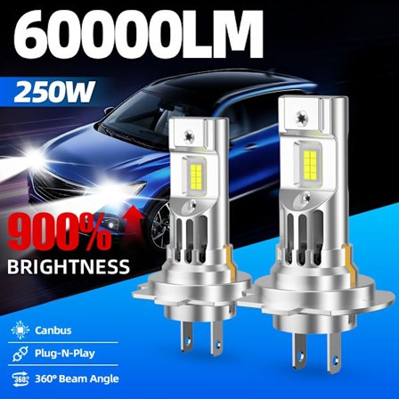 Set med 2 H4/H7/H11/9005/9006/H1 LED-billampor, 250W 60000LM, 3570 CSP-chips, 6000K vitt ljus-CJY