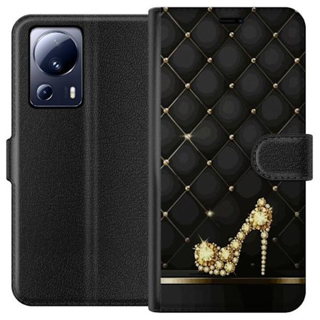 Kompatibelt Lommeboketui til Xiaomi 13 Lite Gullig høyhælt sko med diamanter