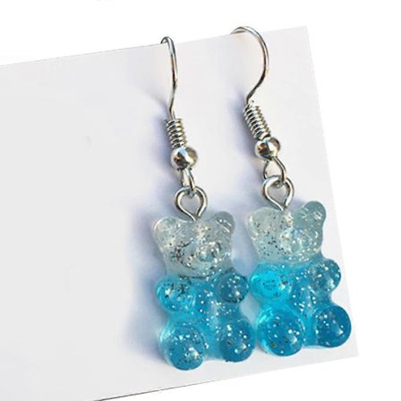 Tegneserie Slik Bjørn Vedhæng Øreringe Farverige Harpiks Øreringe Dråbe Dinglende Charms Gummibjørn Ørestikker Dame Øreringe 4 (LGL)