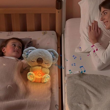 Grå Koala Åndbar Plyslegetøj, Soveselskab med Musik & Lys, Rytmisk Åndedrætsbevægelse, Angstdæmpende, Komfortdukke Kompatibel med Børn