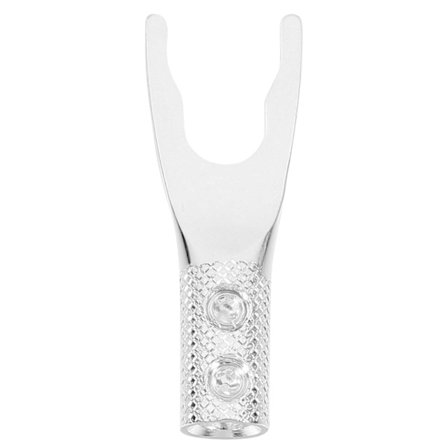 Sølvbelagt YU-formet bananplugg lydhøyttalerplugg kabelkontakt (1.9X4CM, sølv)