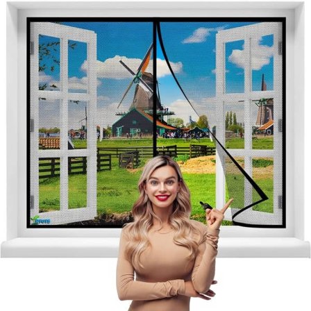 Myggnät Fönster 120 x 130cm Myggnät Dörr Magnetisk Myggnät Dörr Automatisk Stängning för Barn och Husdjur【Svart】