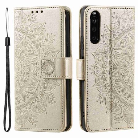 SKALO Sony Xperia 10 V Mandala lompakkokotelo - Kulta
